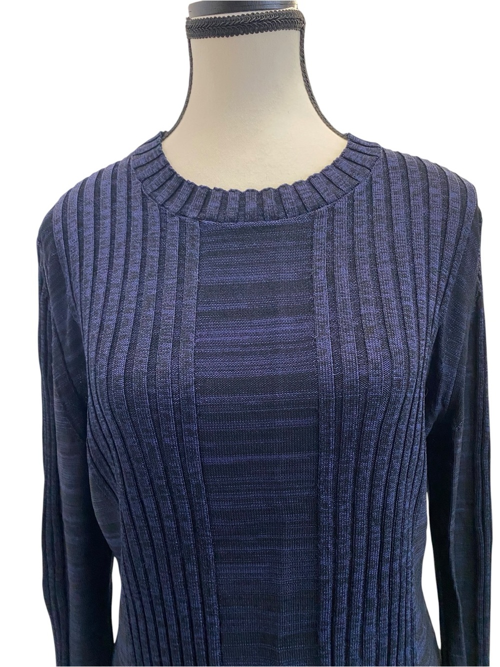 COS Very Dark Purple Ribbed Crew Neck Sweater Size L